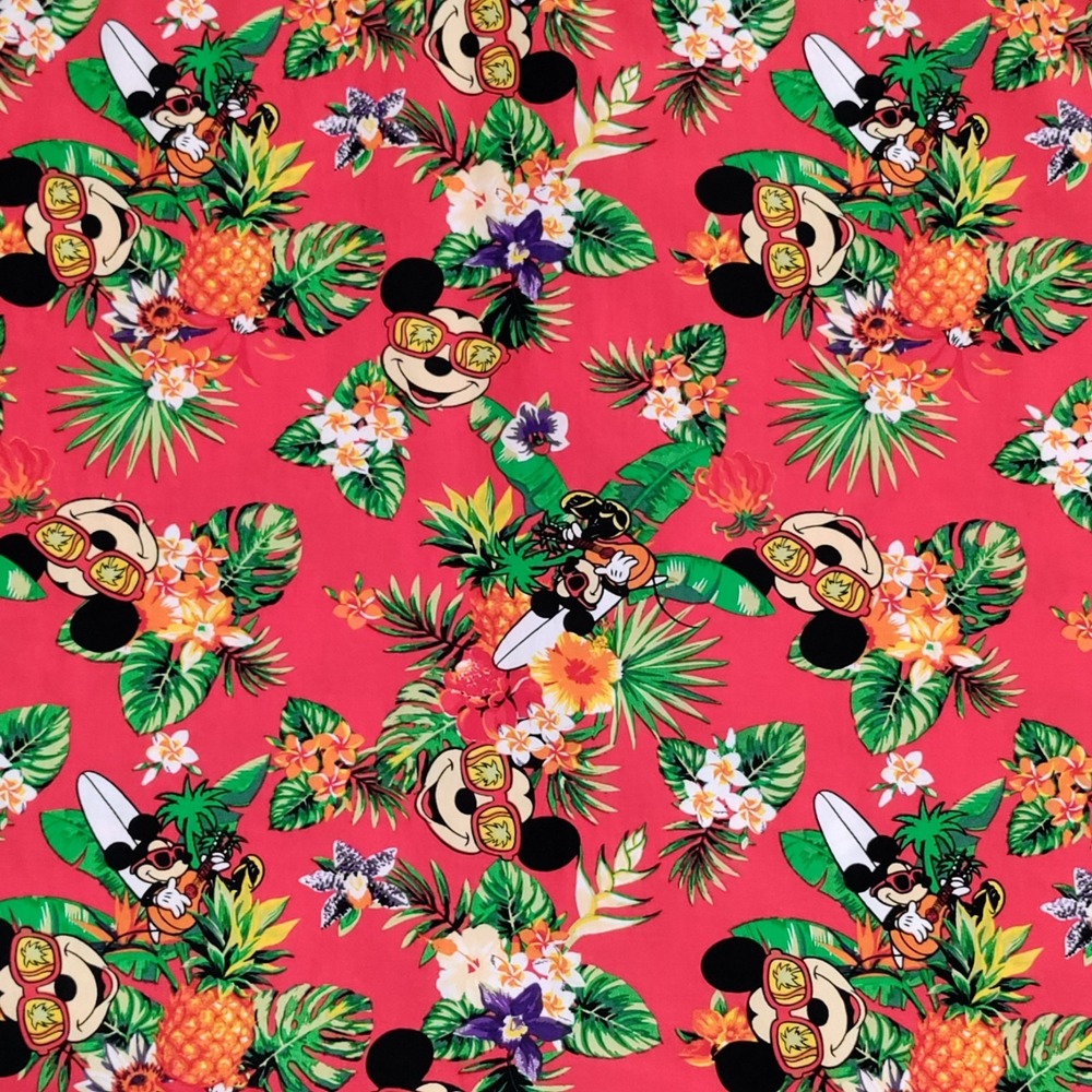 Disney Mickey Mouse Hawaiian Shirt Mens XXL Red Tropical Floral Button Up Aloha - Picture 4 of 12